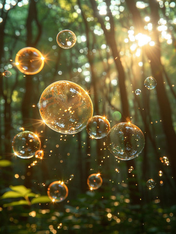 清晨阳光森林唯美气泡