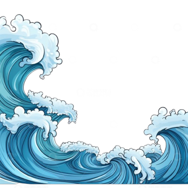高清大图下载【趣麦麦图】夏日大海海浪卡通