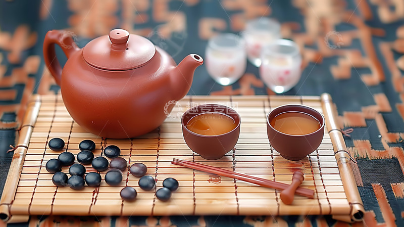 高清大图下载【趣麦麦图】茶壶茶杯棋子茶艺茶道品茶