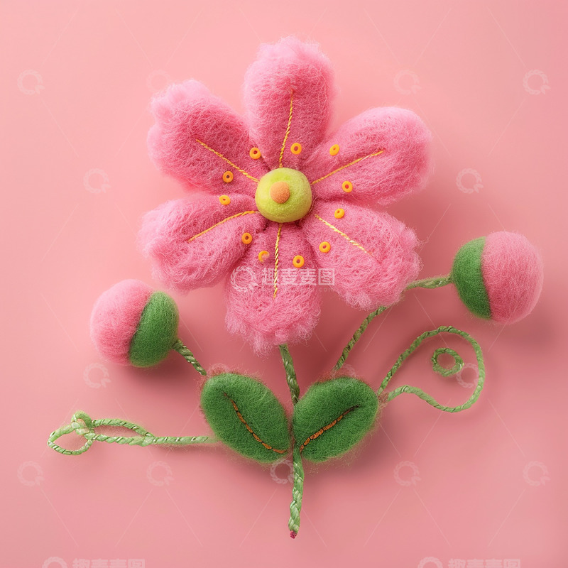 高清大图下载【趣麦麦图】粉色背景立体花朵