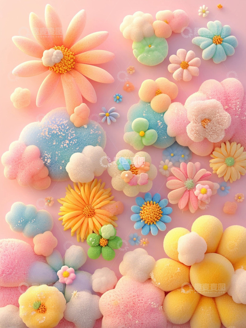 高清大图下载【趣麦麦图】毛绒花朵背景图