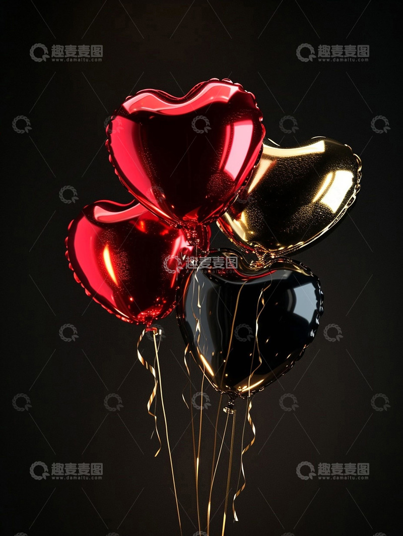 高清大图下载【趣麦麦图】黑金红色气球背景图