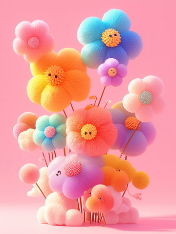 粉色毛绒花朵