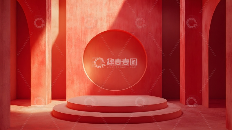 高清大图下载【趣麦麦图】年货节电商艺术感红色展台