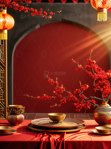 中国风红色喜庆新年背景55