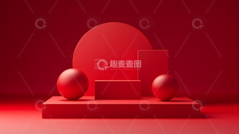 高清大图下载【趣麦麦图】年货节电商红色现代简约展台