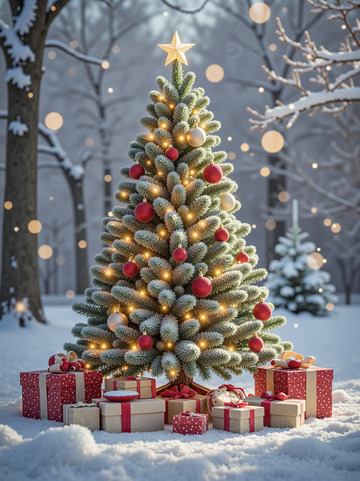 圣诞节实拍礼物树
