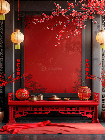 中国风红色喜庆新年背景45