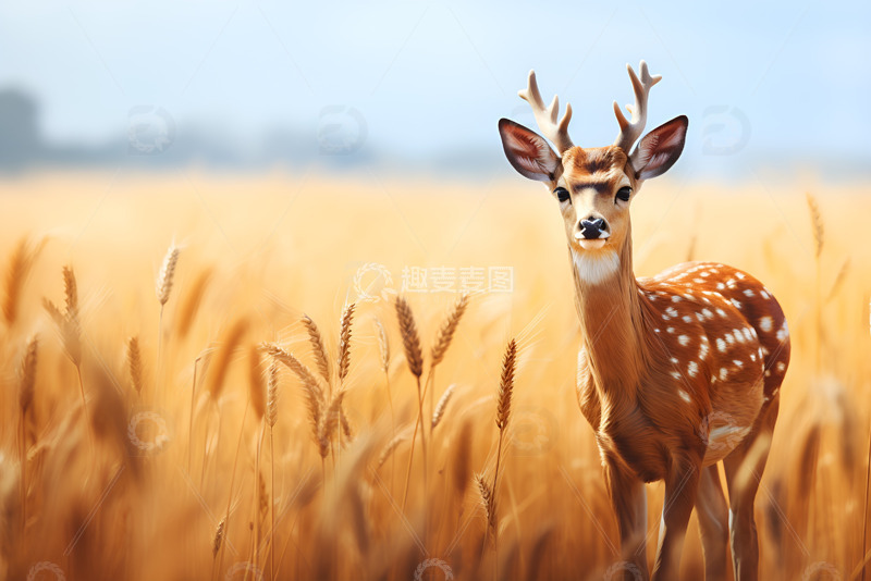 高清大图下载【趣麦麦图】草原上的梅花鹿