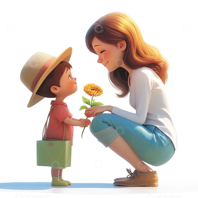 高清大图下载【趣麦麦图】母亲节送花的男孩