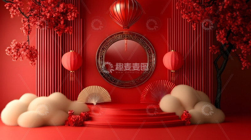 高清大图下载【趣麦麦图】元旦年货节电商展台节日喜庆