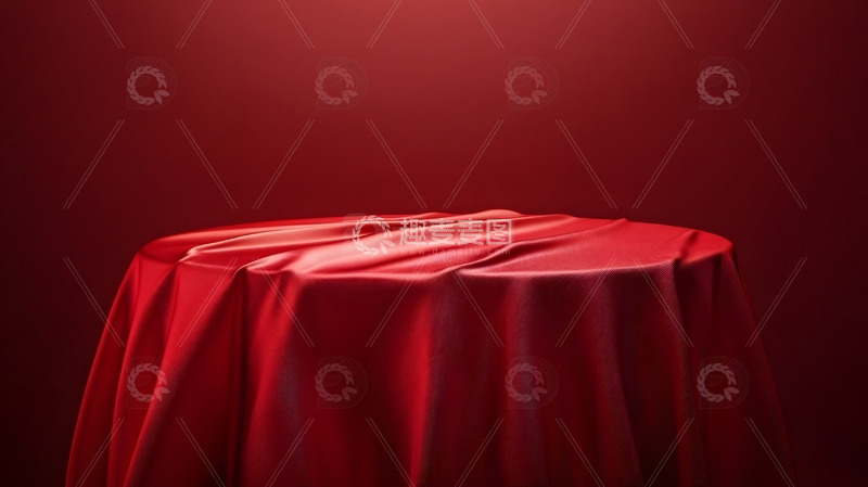 高清大图下载【趣麦麦图】红色展台年货节美食电商展台背景