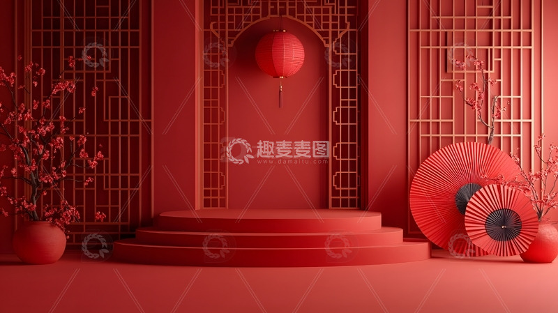 元旦红色展台年货节电商庆典