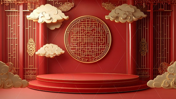 元旦年货节电商展台中国风布置