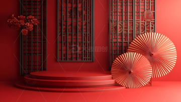 元旦红色电商展台年货节装饰