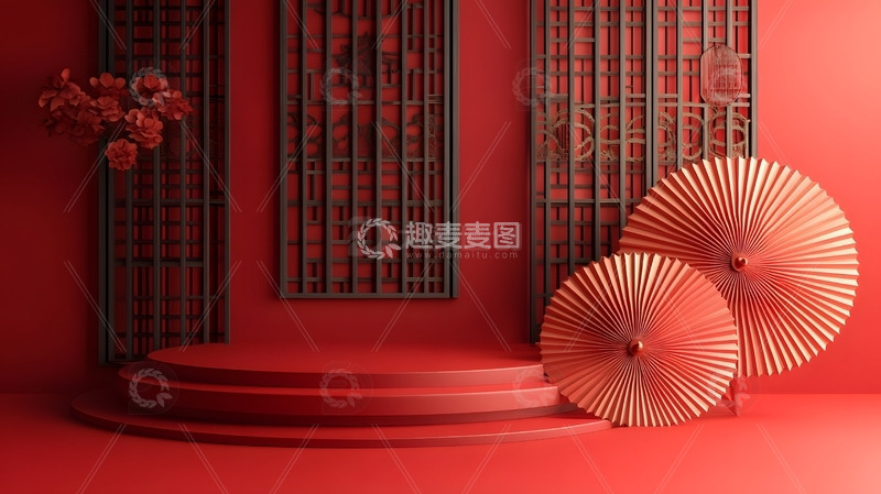 元旦红色电商展台年货节装饰