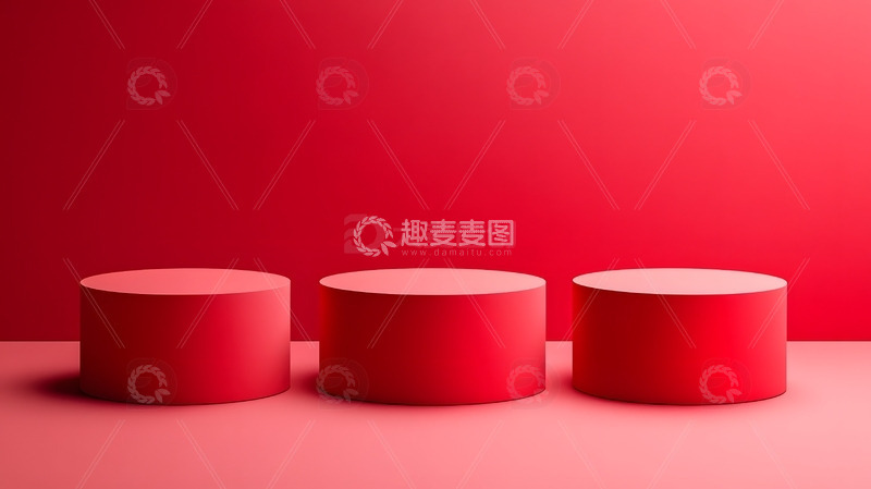 高清大图下载【趣麦麦图】元旦年货节电商展台简约红色展台