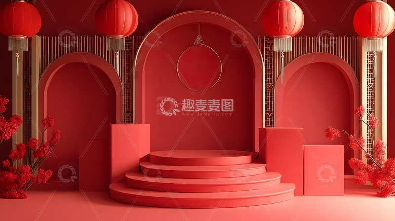 高清大图下载【趣麦麦图】双十二元旦年货节电商展台中国风展台