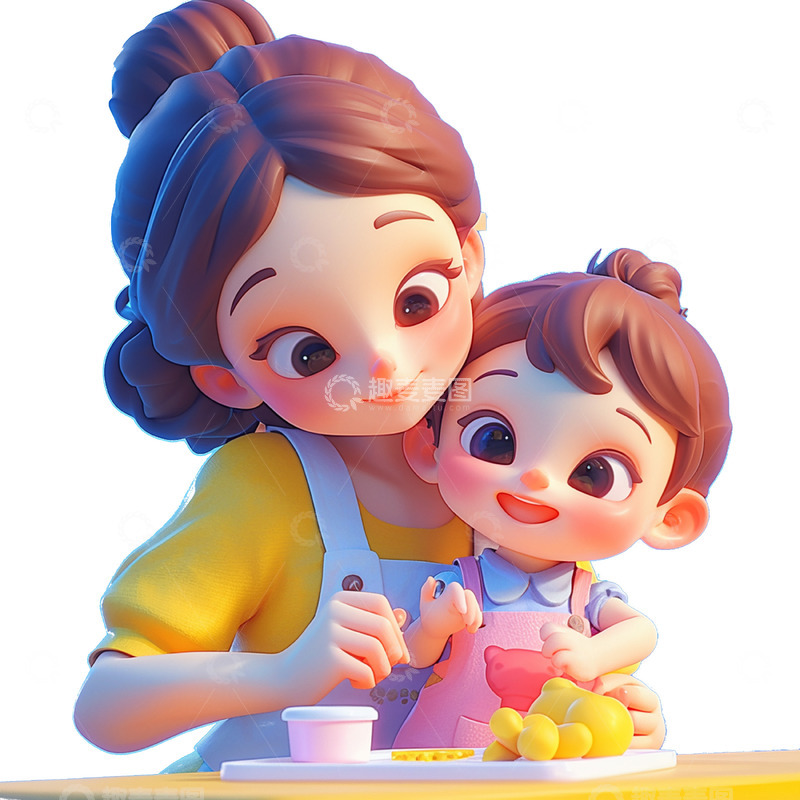 高清大图下载【趣麦麦图】母亲节亲子陪伴