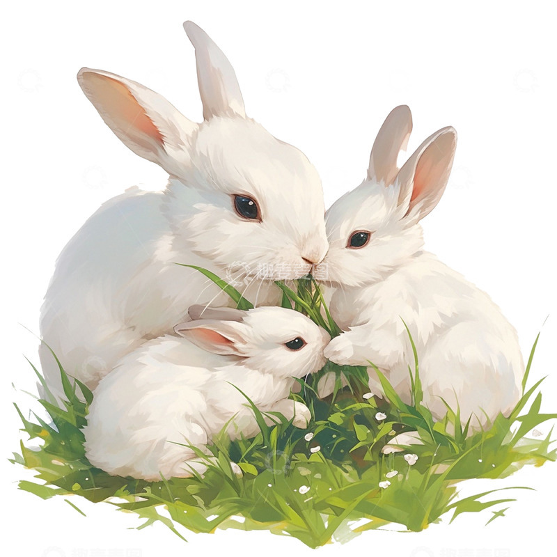 高清大图下载【趣麦麦图】可爱小白兔一家