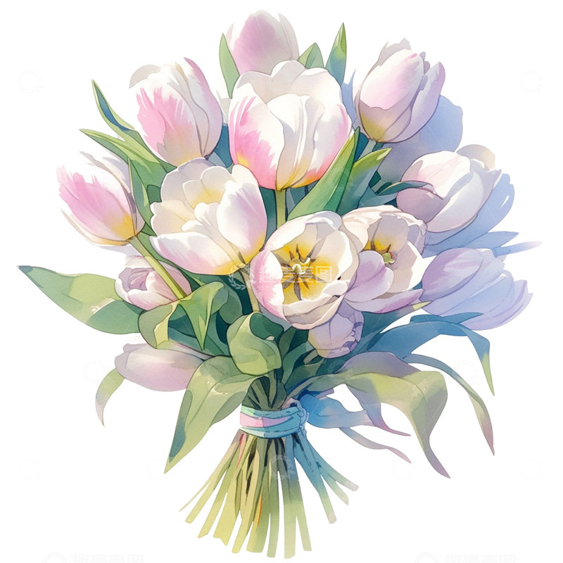 高清大图下载【趣麦麦图】白色郁金香花束