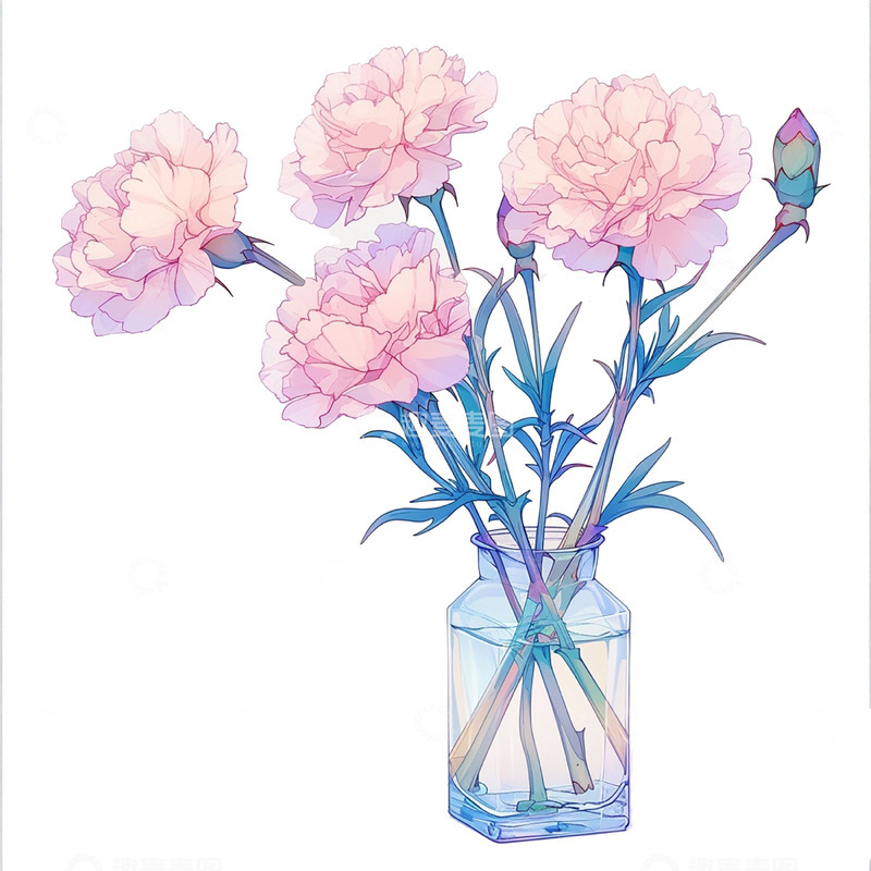 高清大图下载【趣麦麦图】玻璃瓶康乃馨花束