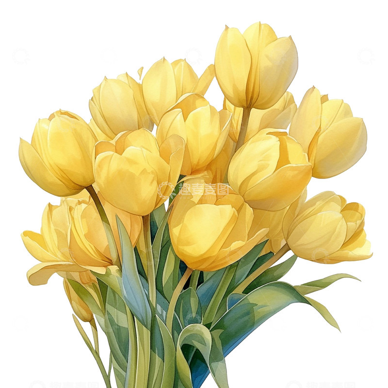 高清大图下载【趣麦麦图】母亲及黄色郁金香