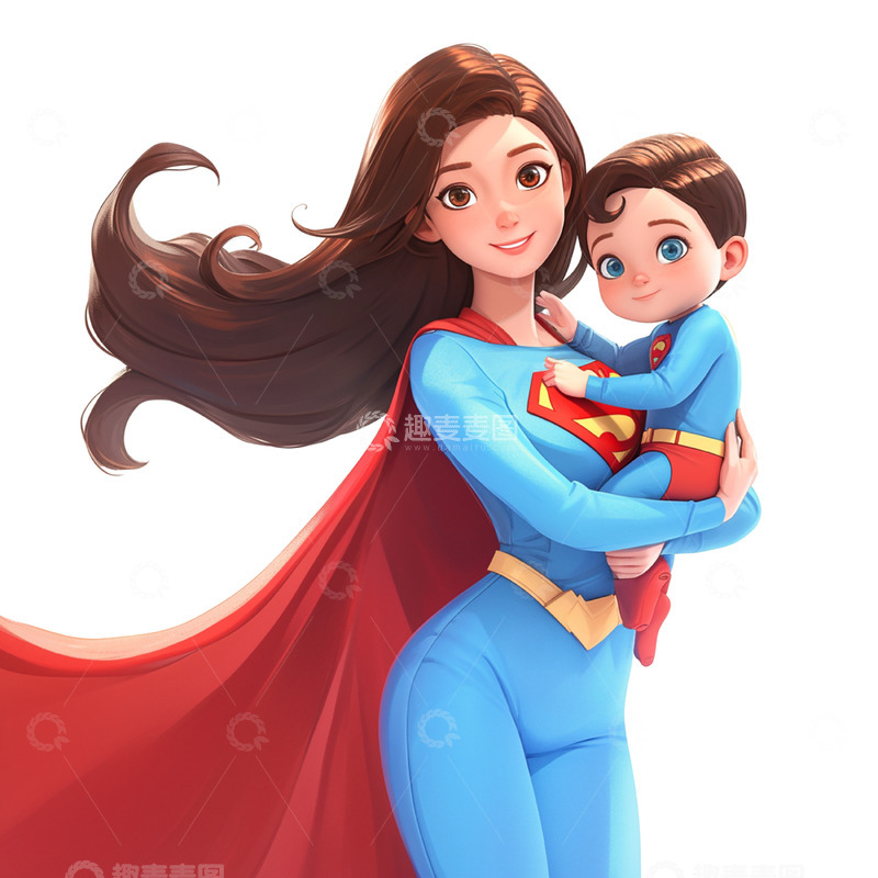 高清大图下载【趣麦麦图】卡通超人妈妈
