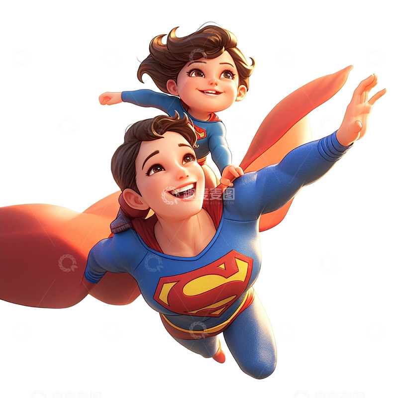 高清大图下载【趣麦麦图】母亲节超人妈妈亲子人物