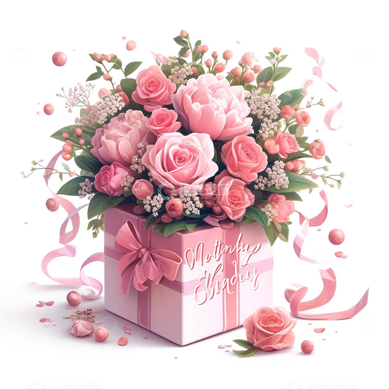 高清大图下载【趣麦麦图】粉色礼盒鲜花