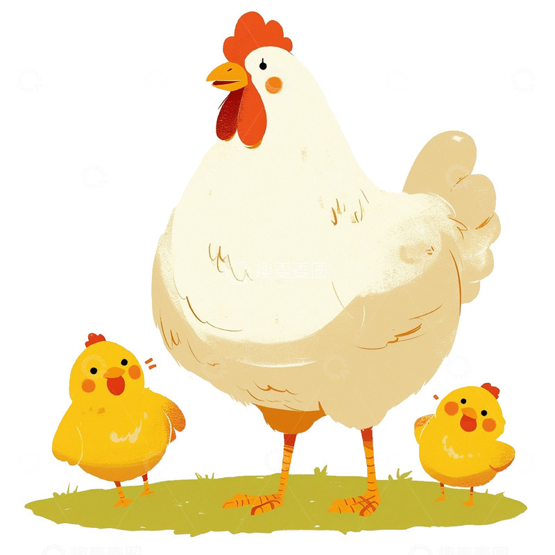 高清大图下载【趣麦麦图】草坪上的小鸡