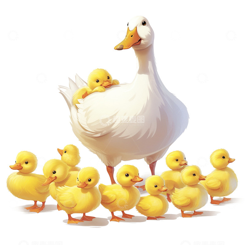高清大图下载【趣麦麦图】母亲节卡通鸭子
