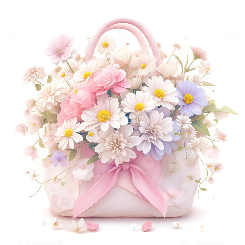 高清大图下载【趣麦麦图】母亲节粉色袋子花束