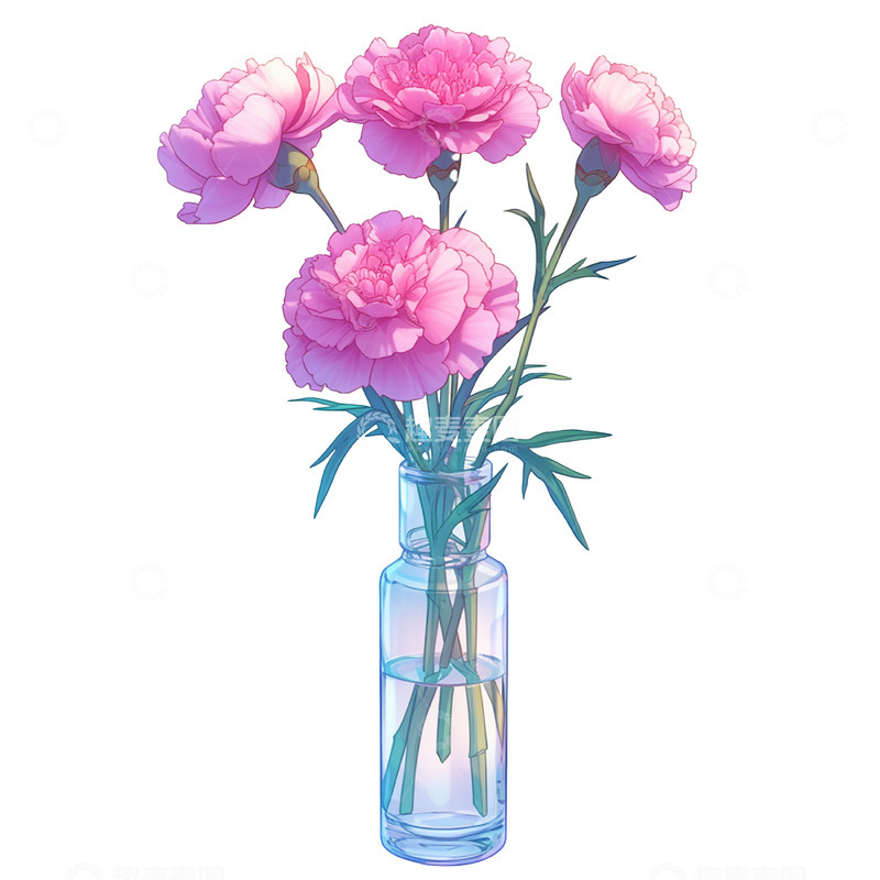 高清大图下载【趣麦麦图】花瓶康乃馨母亲节