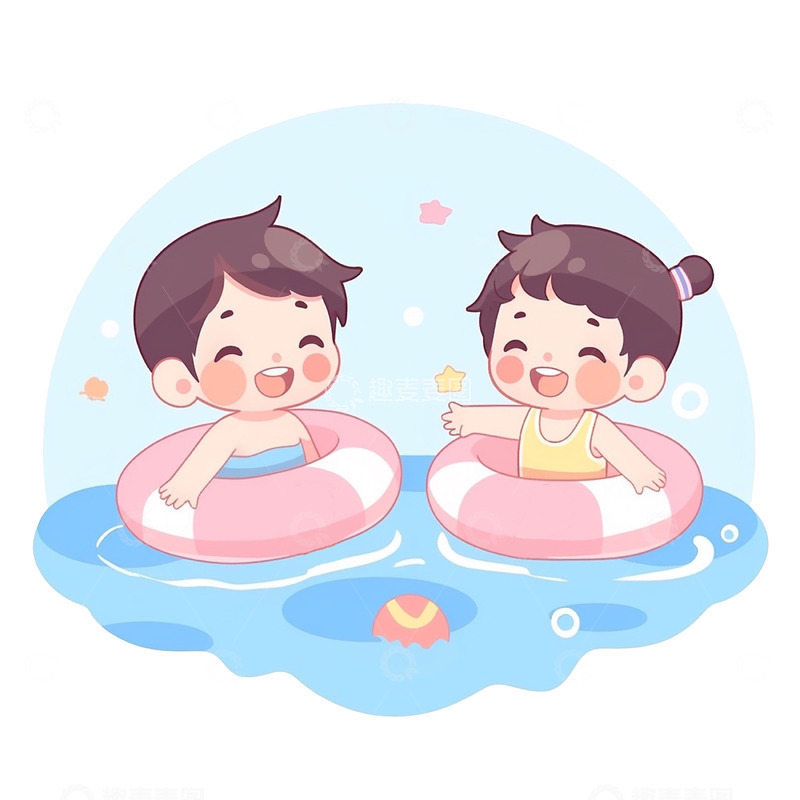 高清大图下载【趣麦麦图】儿童节泳池儿童
