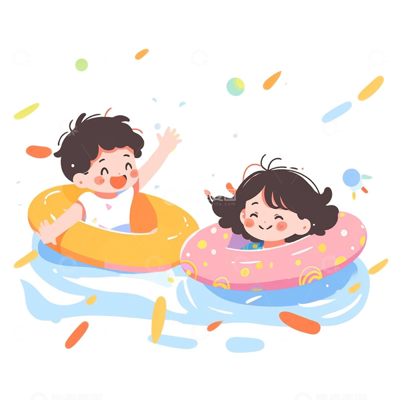 高清大图下载【趣麦麦图】泳池儿童游泳圈