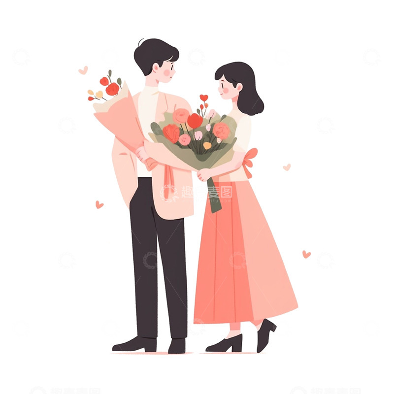 高清大图下载【趣麦麦图】情人节情侣花束
