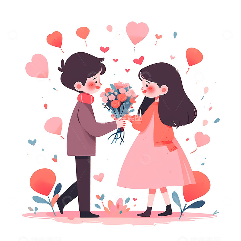 高清大图下载【趣麦麦图】七夕情侣告白花束