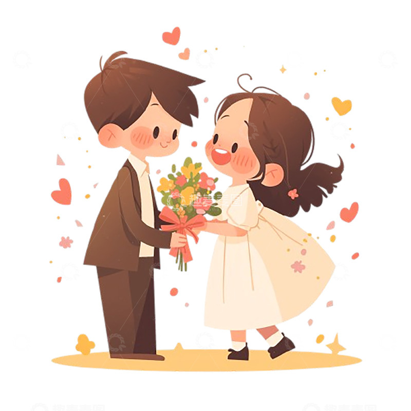 高清大图下载【趣麦麦图】浪漫约会鲜花情侣