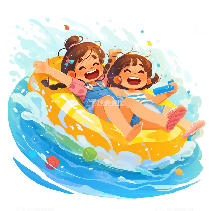 高清大图下载【趣麦麦图】两个水上娱乐的女孩