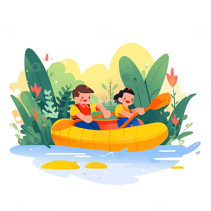 高清大图下载【趣麦麦图】花草漂流人物