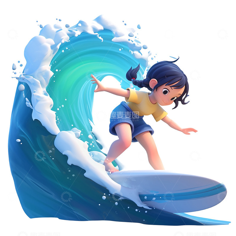 高清大图下载【趣麦麦图】娱乐冲浪女孩人物