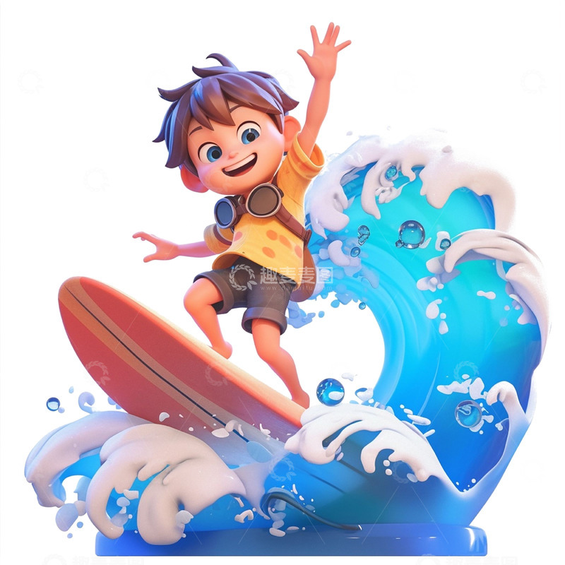 高清大图下载【趣麦麦图】冲浪男孩蓝色大海