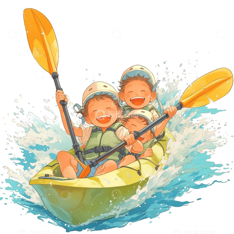 高清大图下载【趣麦麦图】皮艇漂流娱乐儿童