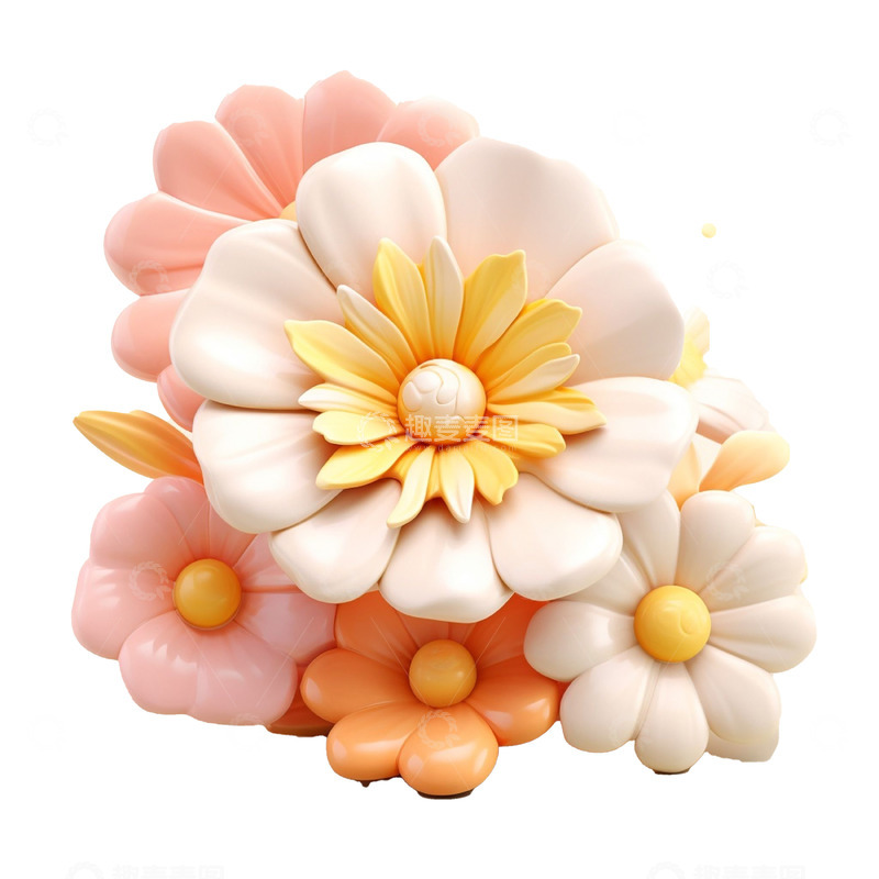高清大图下载【趣麦麦图】粉色立体光感花朵