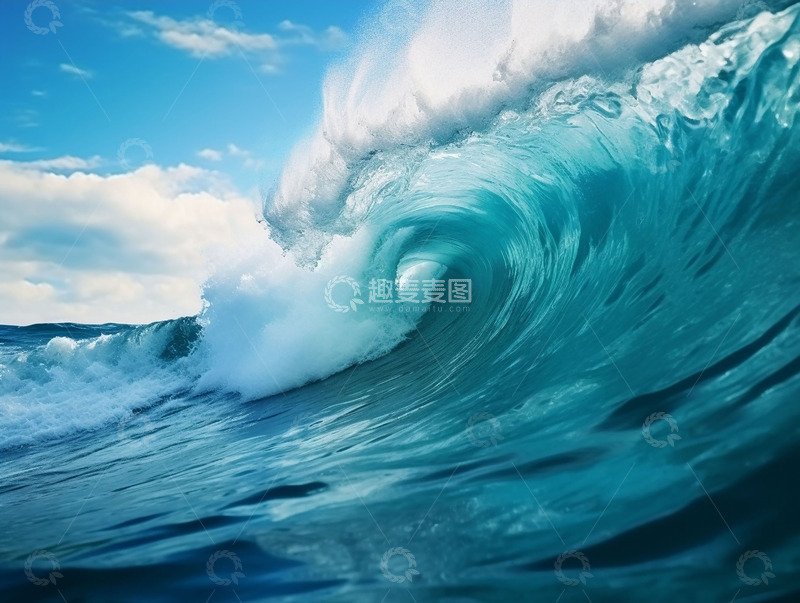 蓝色翻涌的海浪