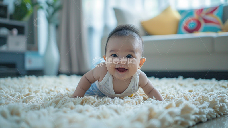 高清大图下载【趣麦麦图】地毯上的婴儿