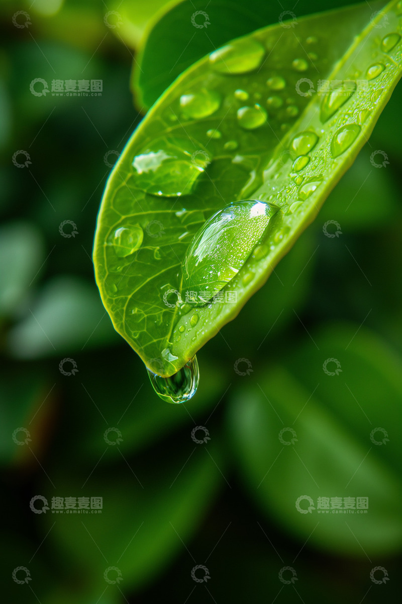 高清大图下载【趣麦麦图】雨后绿色叶子特写