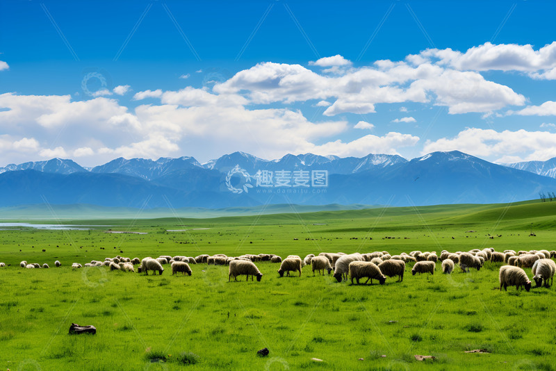 高清大图下载【趣麦麦图】大草原上的羊群