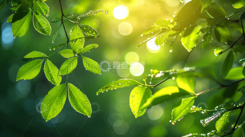 高清大图下载【趣麦麦图】植物绿叶水珠摄影